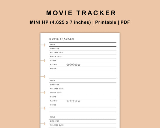 Mini Happy Planner Inserts - Movie Tracker