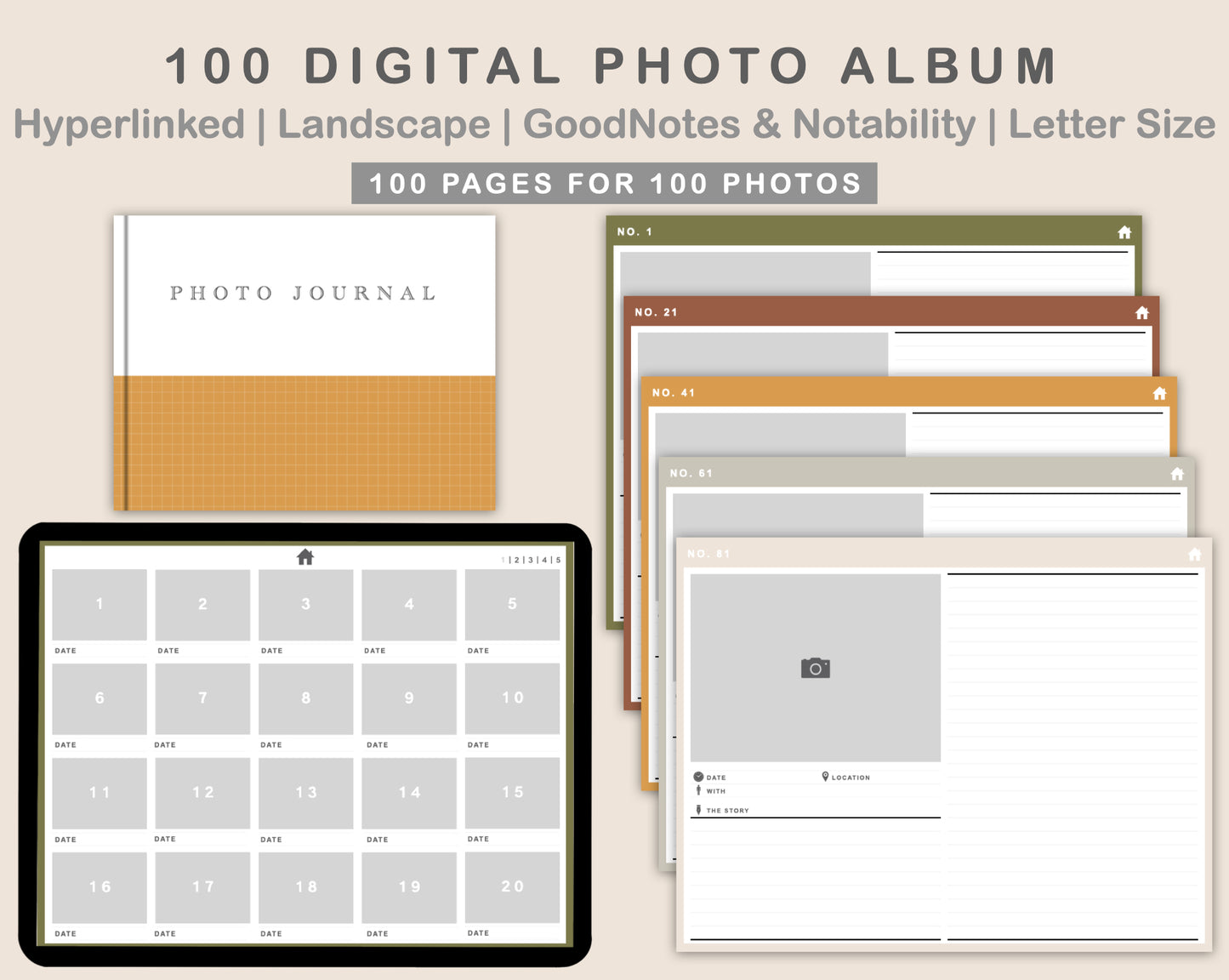 100 Digital Photo Album - Boho