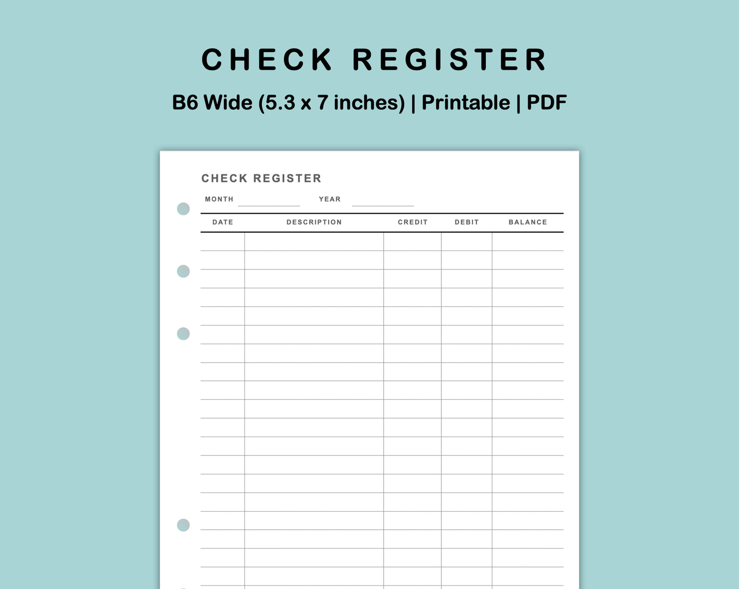 B6 Wide Inserts - Check Register