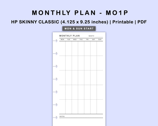 Skinny Classic HP Inserts - Monthly Plan - MO1P