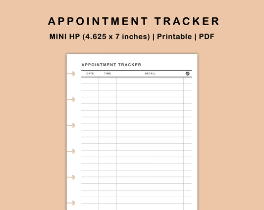 Mini Happy Planner Inserts - Appointment Tracker