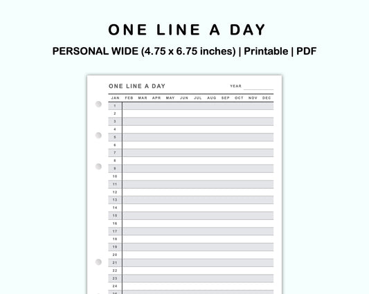 Personal Wide Inserts - One Line A Day