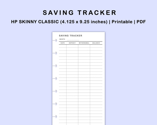 Skinny Classic HP Inserts - Saving Tracker