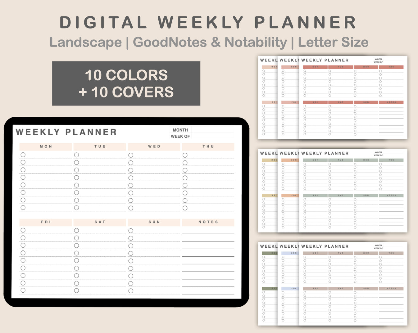 Weekly Planner, To Do List - Landscape – kjunstudio