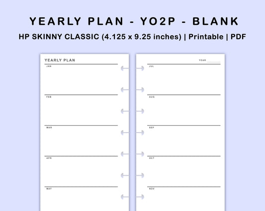 Skinny Classic HP Inserts - Yearly Plan - YO2P - Blank