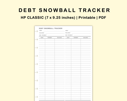 Classic HP Inserts - Debt Snowball Tracker