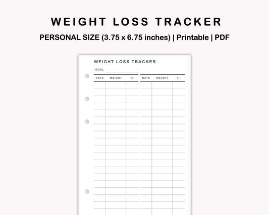 Personal Inserts - Weight Loss Tracker