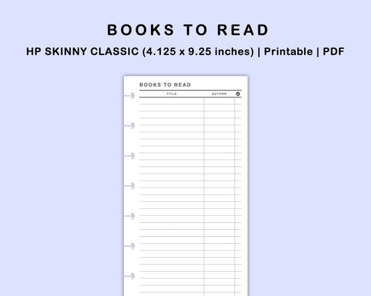 Skinny Classic HP Inserts - Books to read