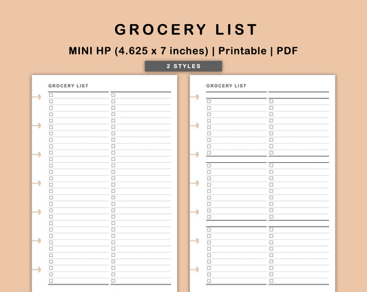 Mini Happy Planner Inserts - Grocery List