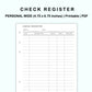 Personal Wide Inserts - Check Register