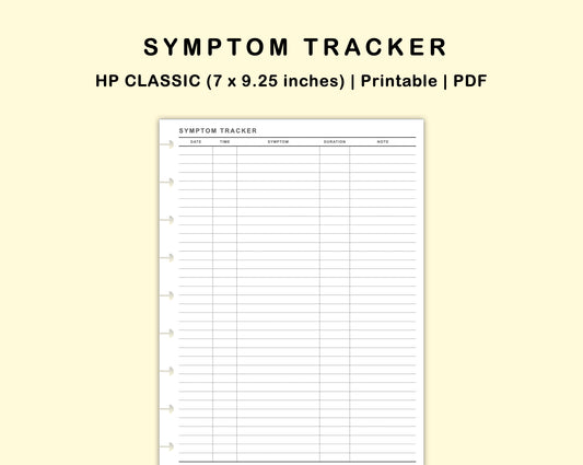 Classic HP Inserts - Symptom Tracker