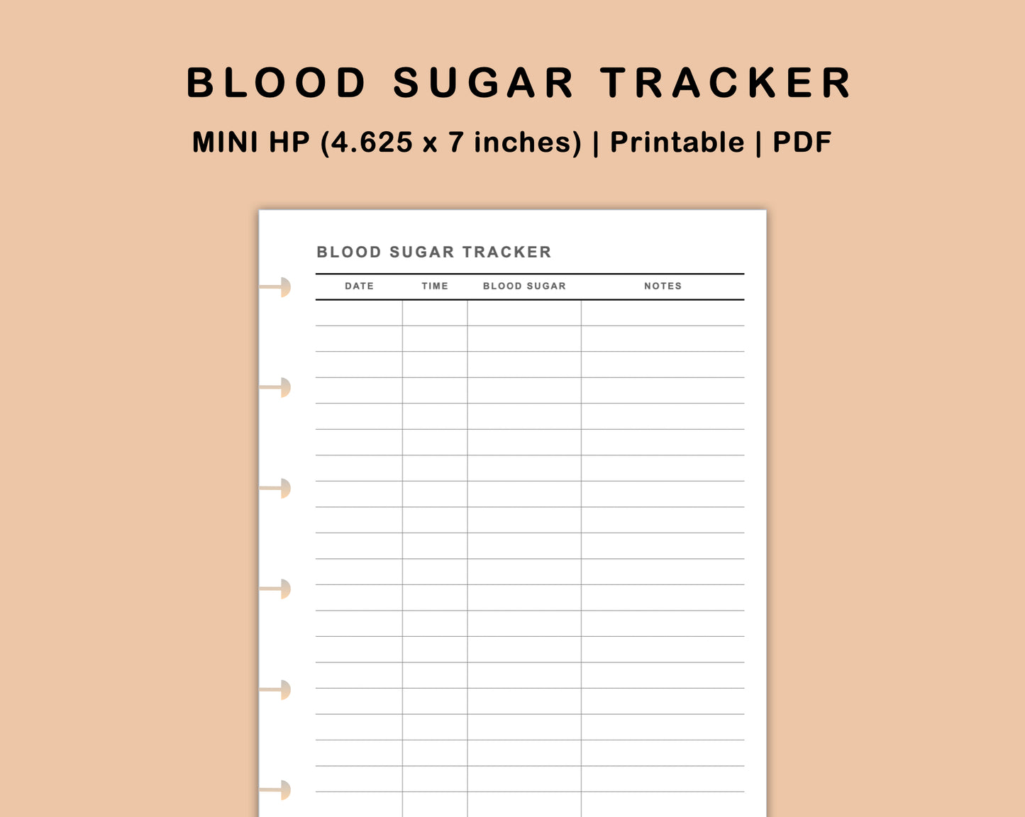 Mini Happy Planner Inserts - Blood Sugar Tracker