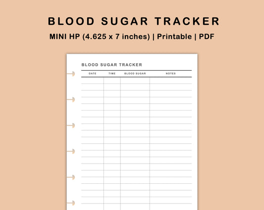 Mini Happy Planner Inserts - Blood Sugar Tracker