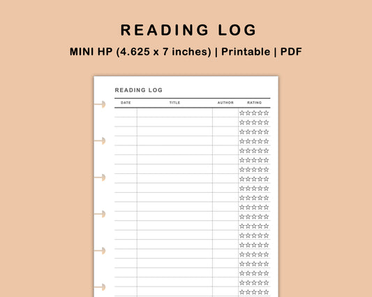 Mini Happy Planner Inserts - Reading Log