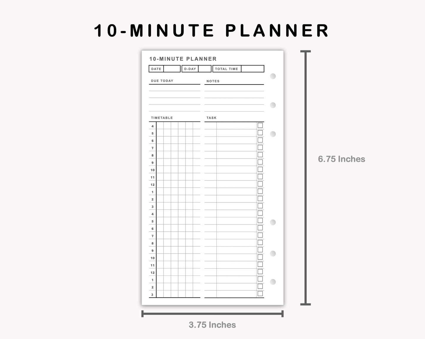 Personal Inserts - 10 Minute Tracker