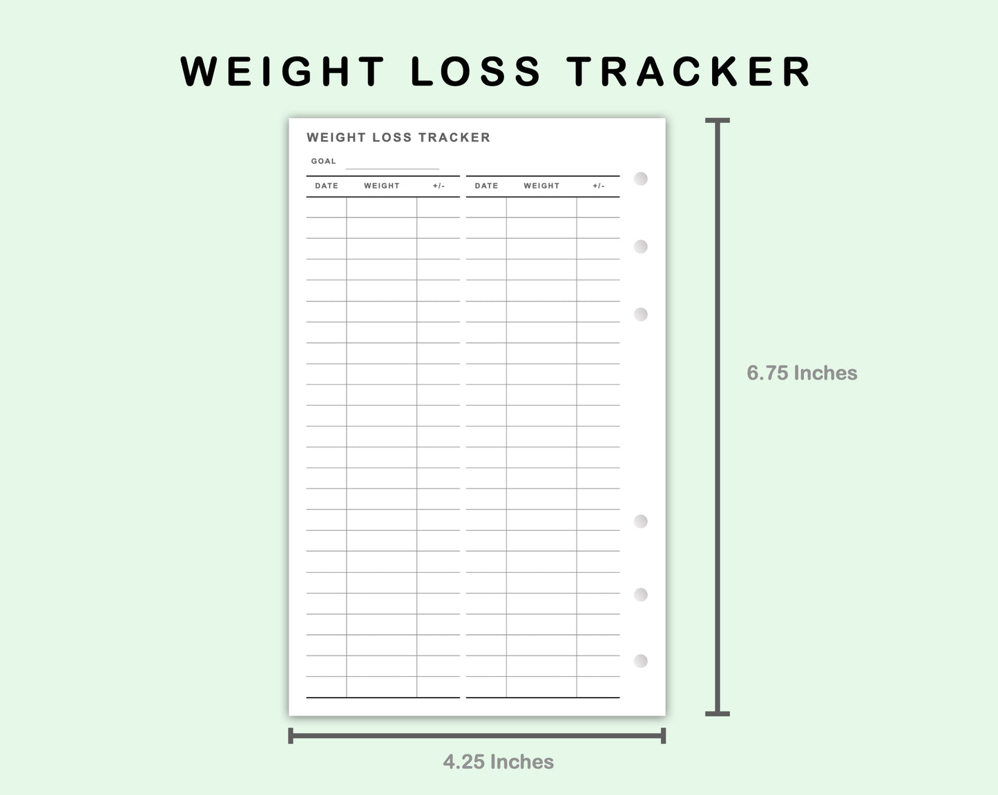 FC Compact Inserts - Weight Loss Tracker