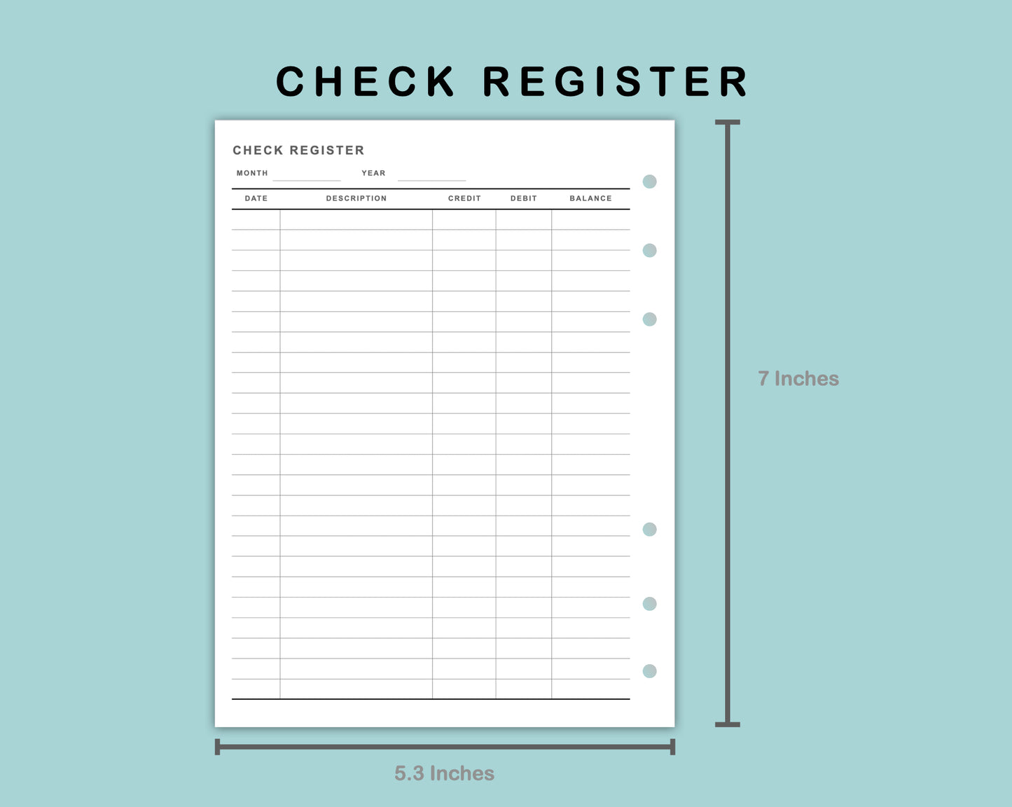 B6 Wide Inserts - Check Register