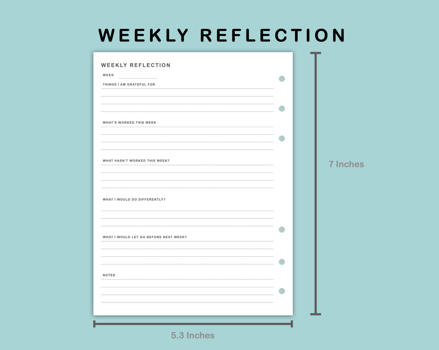 B6 Wide Inserts - Weekly Reflection