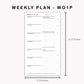 Personal Inserts - Weekly Plan - WO1P - with Top Priority