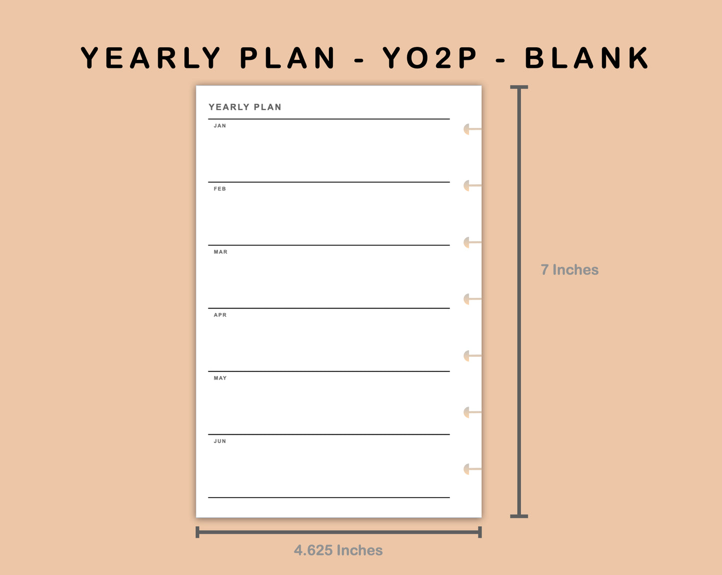 Mini Happy Planner Inserts - Yearly Plan - YO2P - Blank