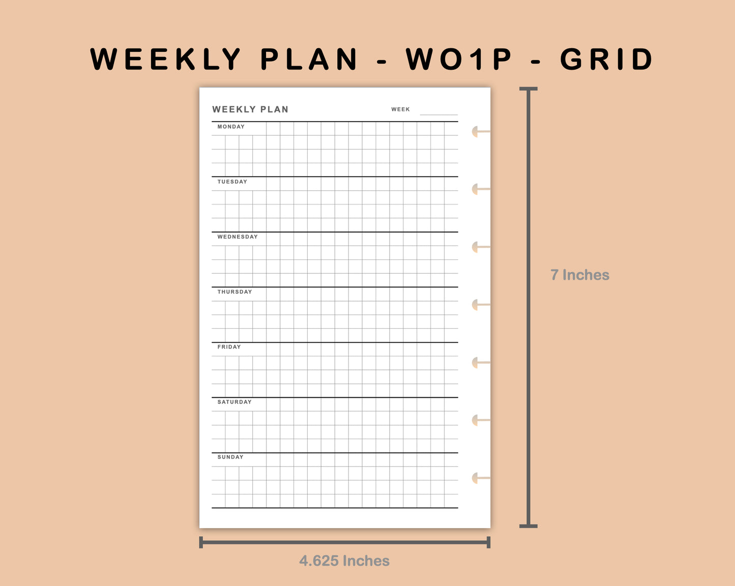 Mini Happy Planner Inserts - Weekly Plan - WO1P - Grid