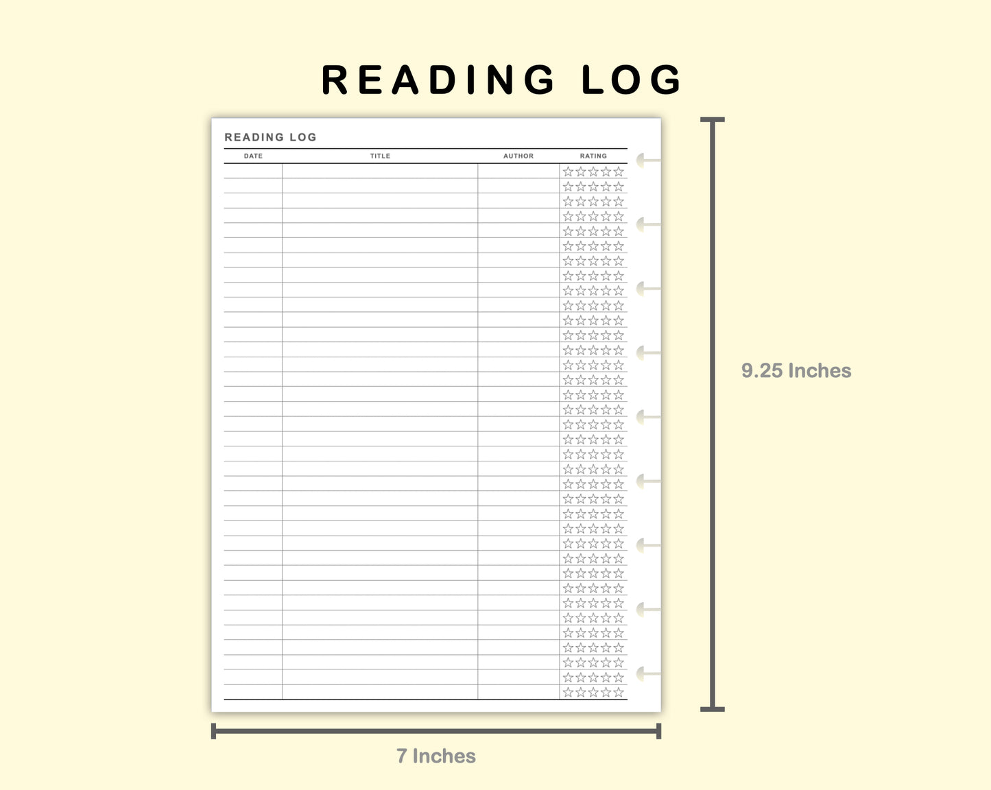 Classic HP Inserts - Reading Log