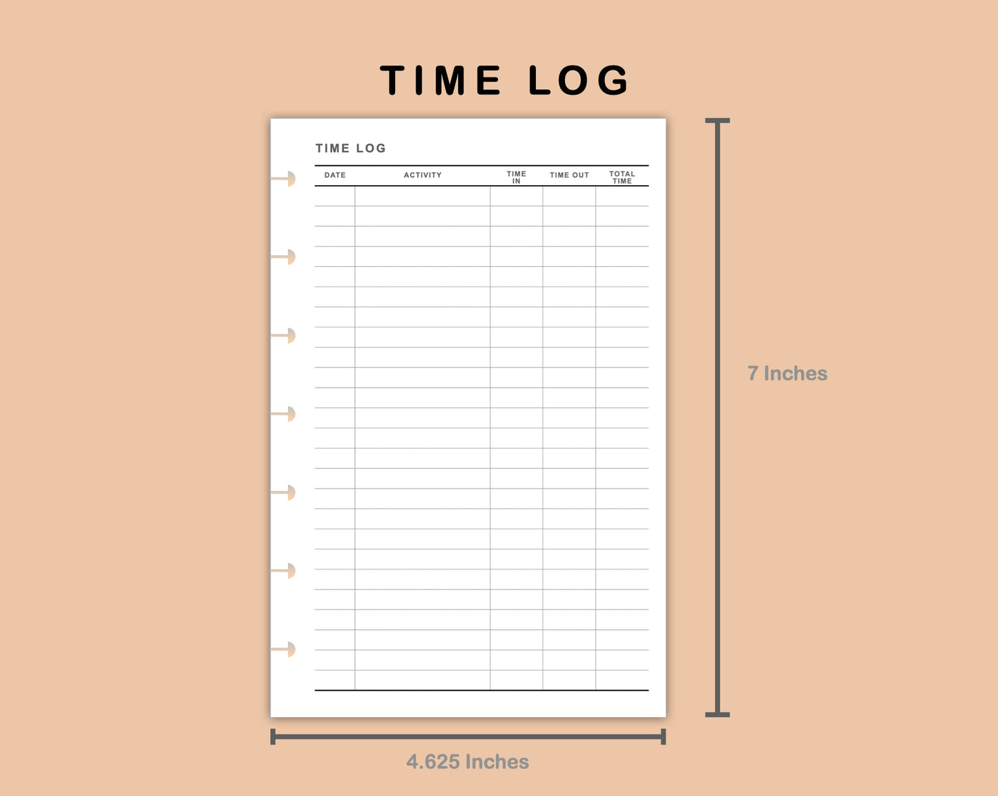 Mini Happy Planner Inserts - Time Log