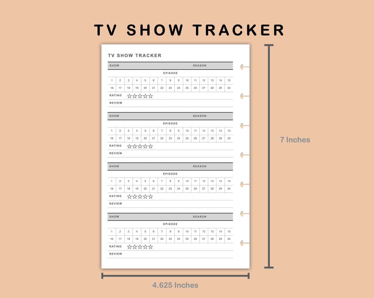 Mini Happy Planner Inserts - TV Show Tracker