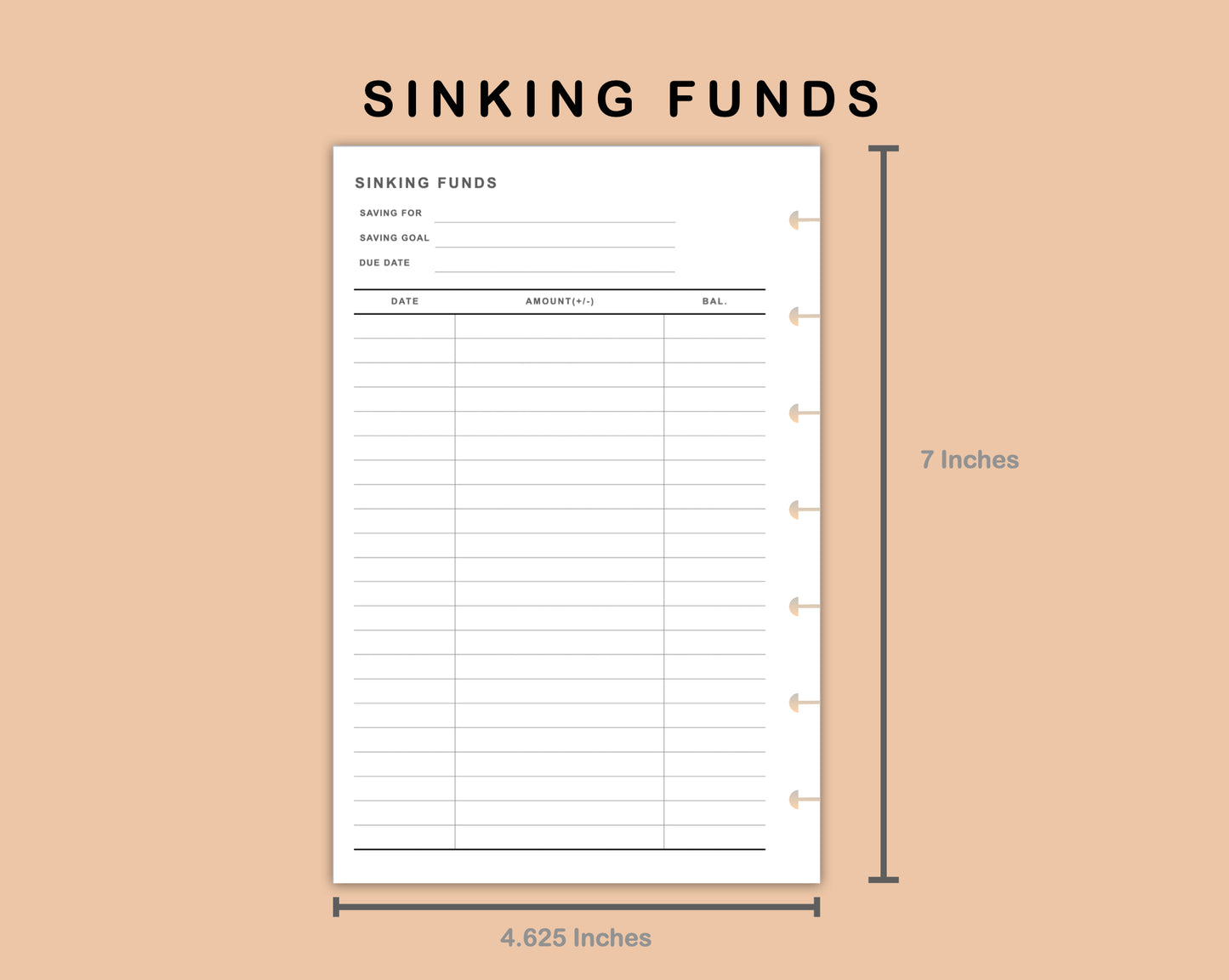 Mini Happy Planner Inserts - Sinking Funds