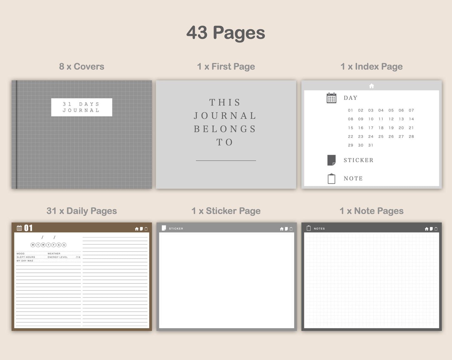 31 Day Digital Journal - Landscape - Muted