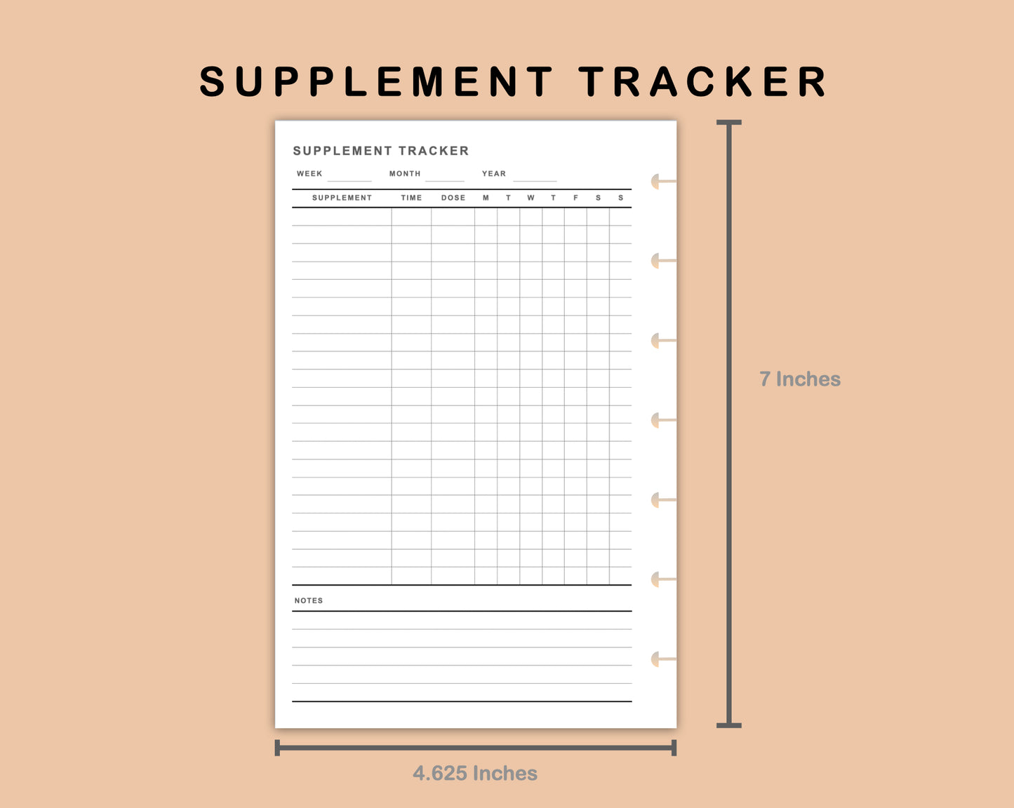 Mini Happy Planner Inserts - Supplement Tracker