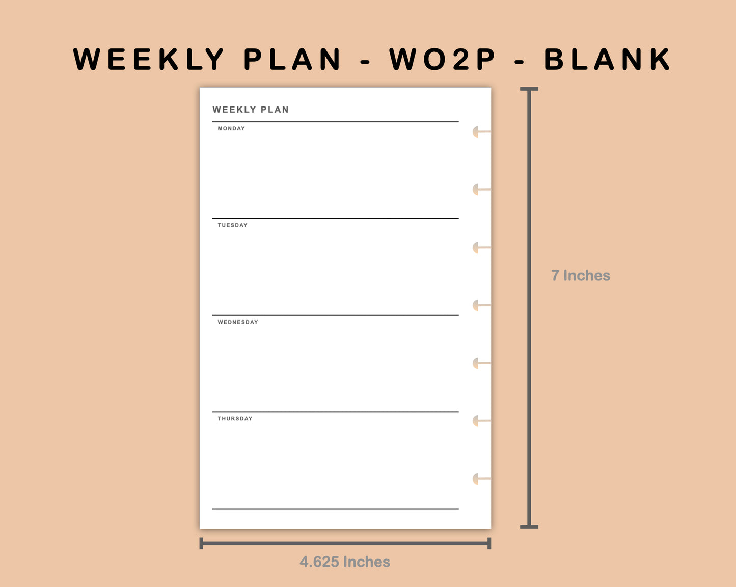 Mini Happy Planner Inserts - Weekly Plan - WO2P - Blank