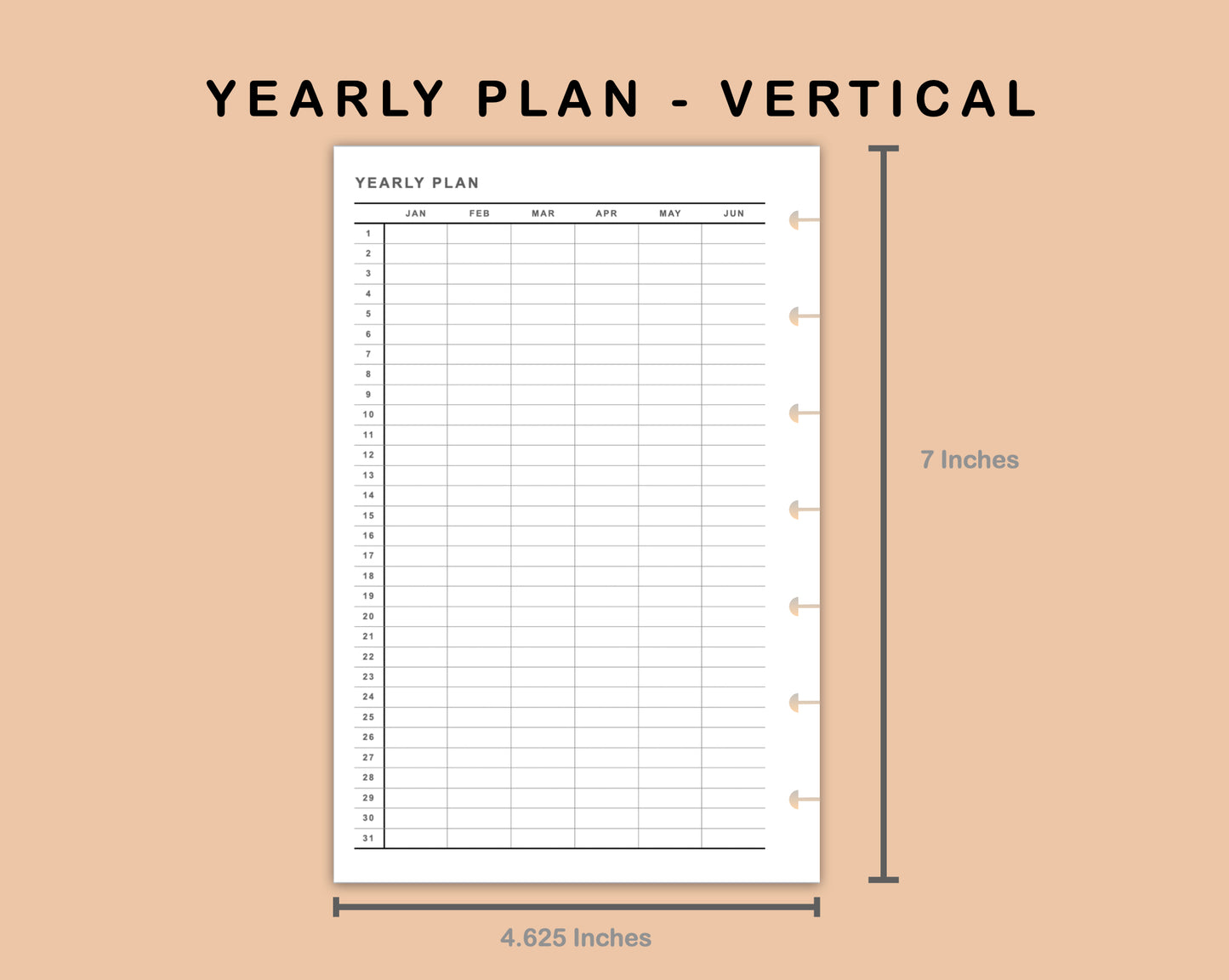 Mini Happy Planner Inserts - Yearly Plan - Vertical