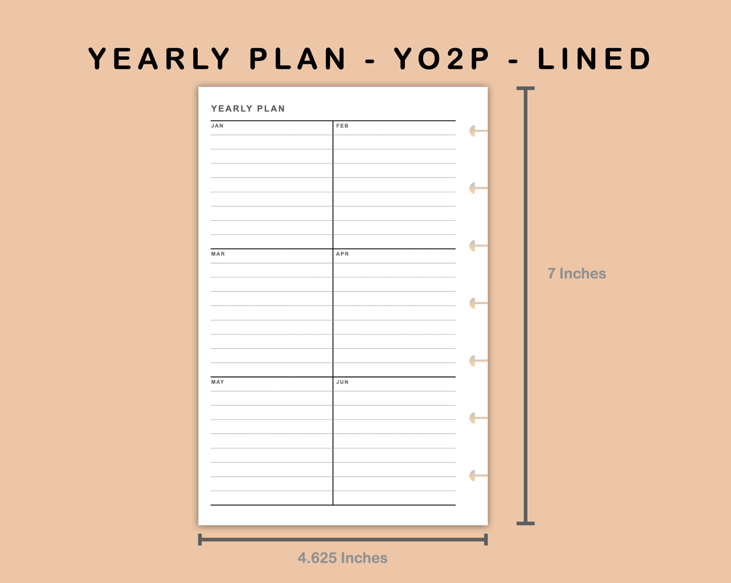 Mini Happy Planner Inserts - Yearly Plan - YO2P - Lined