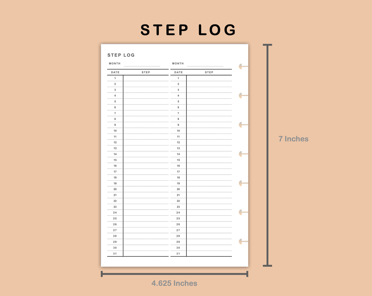 Mini Happy Planner Inserts - Step Log