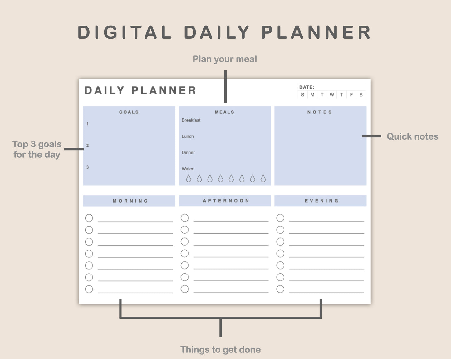 Daily Planner, To Do List - Landscape