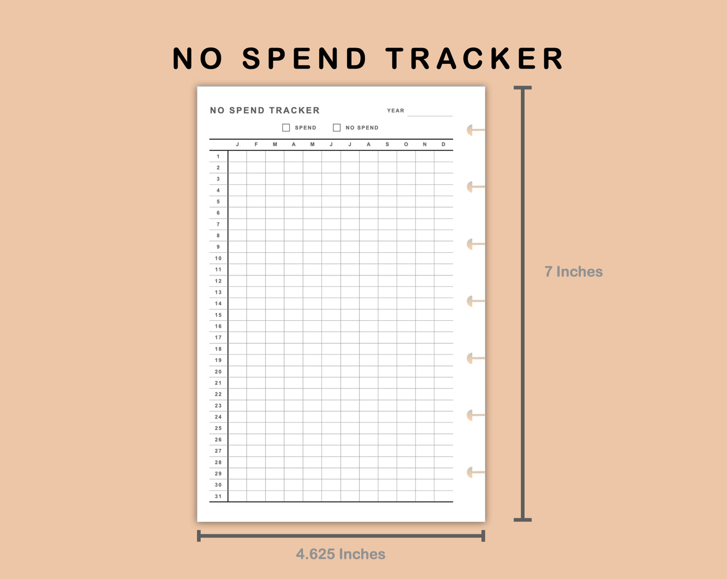 Mini Happy Planner Inserts - No Spend Tracker