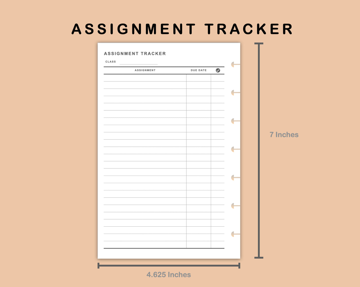 Mini Happy Planner Inserts - Assignment Tracker