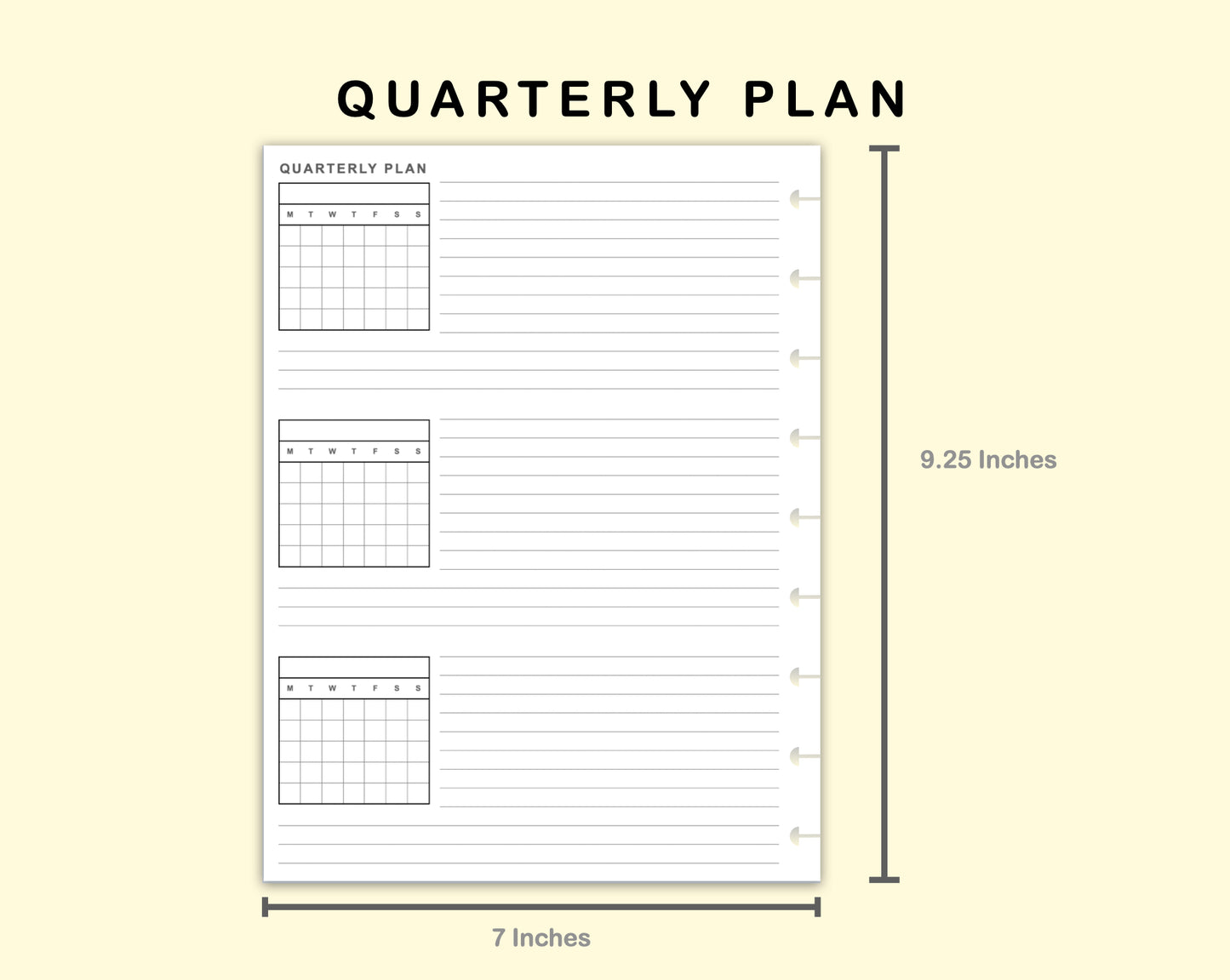 Classic HP Inserts - Quarterly Plan with Calendar