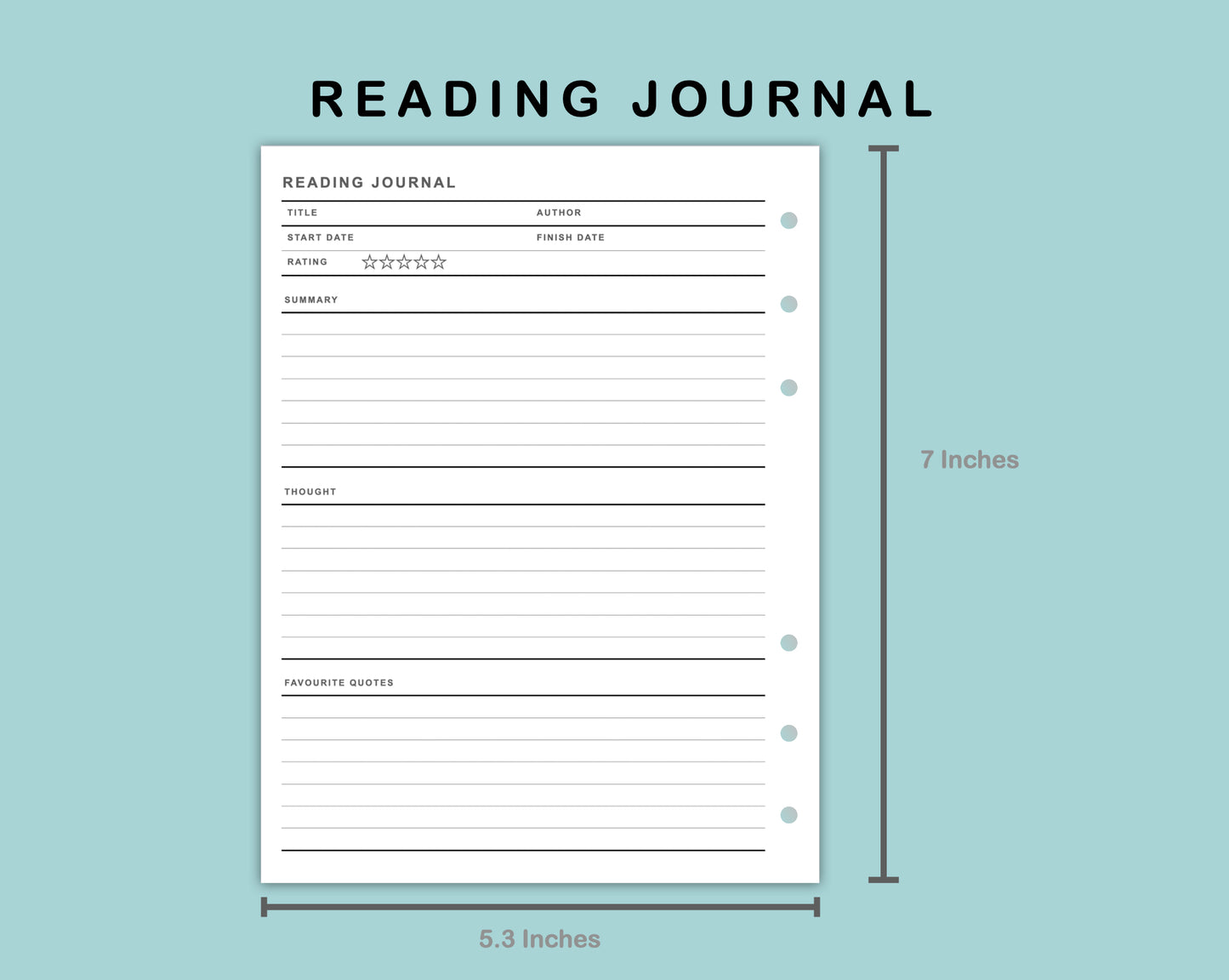 B6 Wide Inserts - Reading Journal