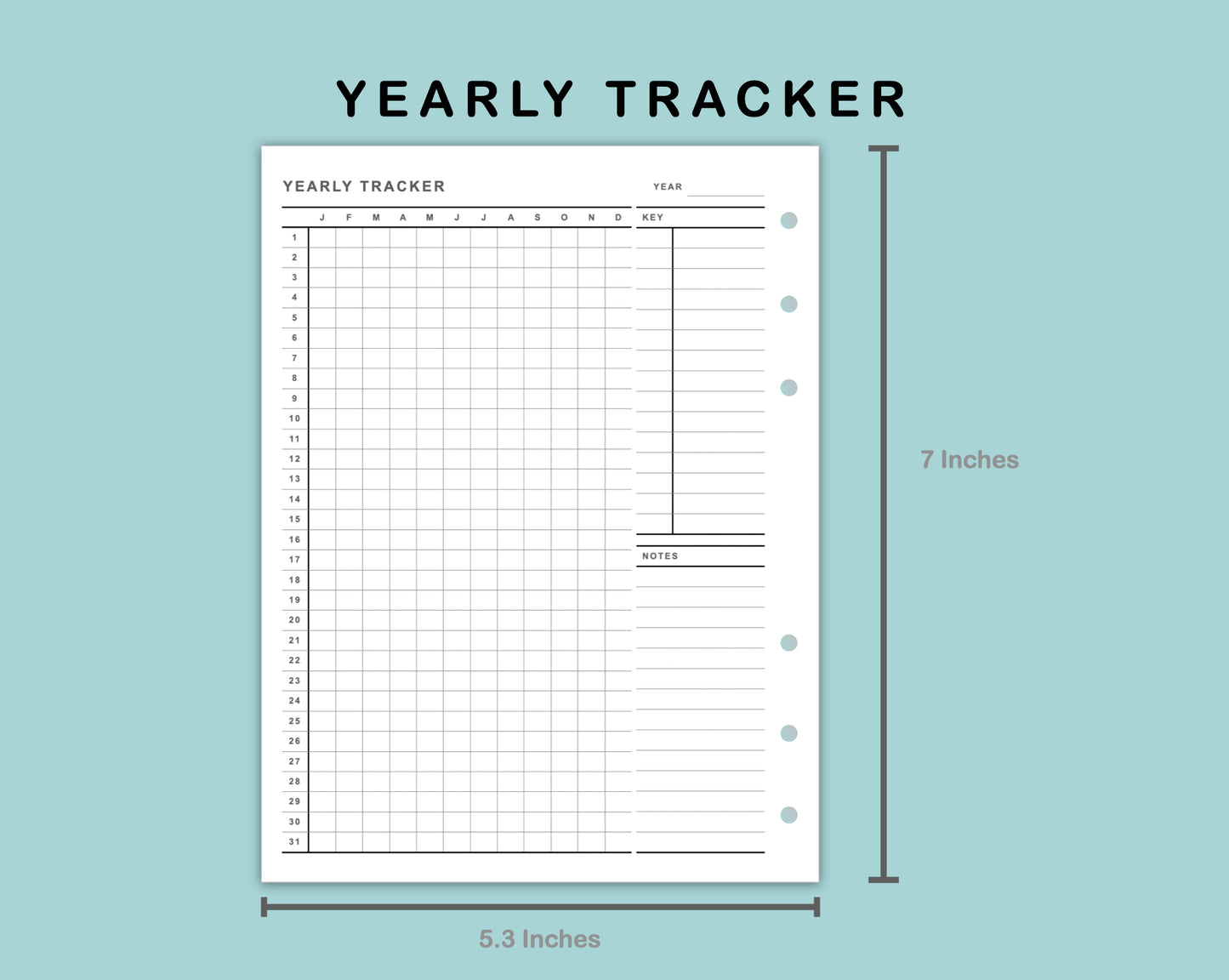 B6 Wide Inserts - Yearly Tracker