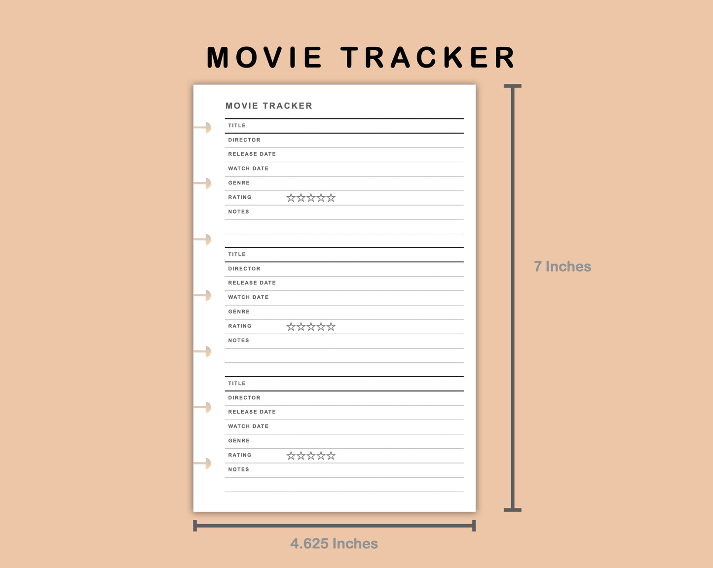 Mini Happy Planner Inserts - Movie Tracker