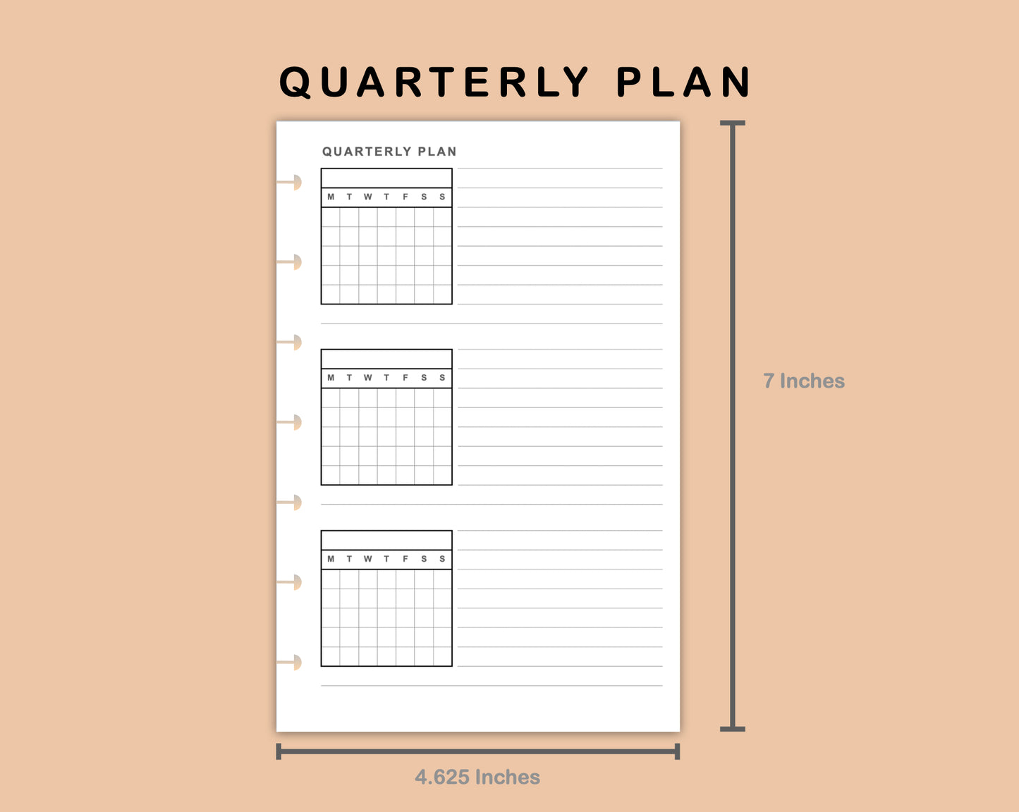 Mini Happy Planner Inserts - Quarterly Plan with Calendar