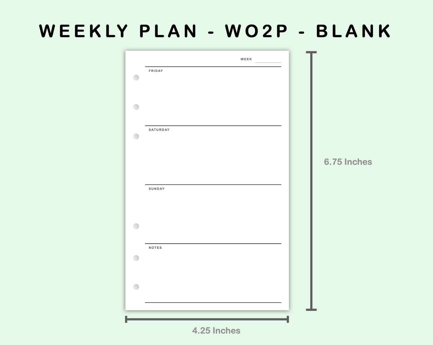 FC Compact Inserts - Weekly Plan - WO2P - Blank