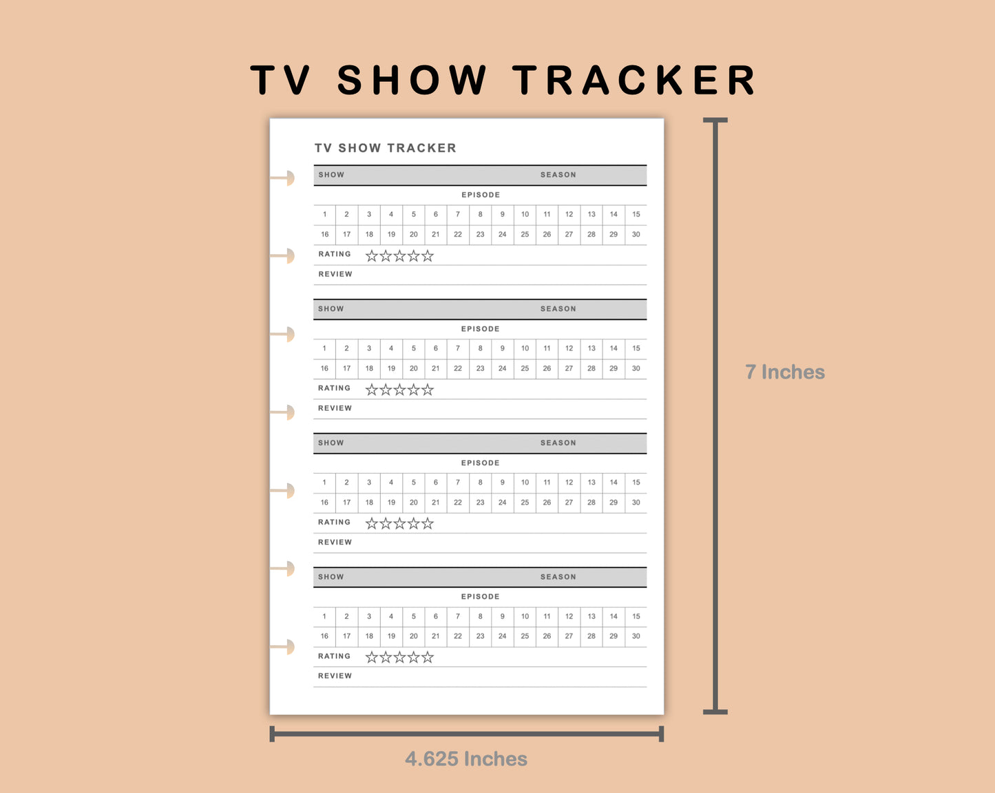 Mini Happy Planner Inserts - TV Show Tracker