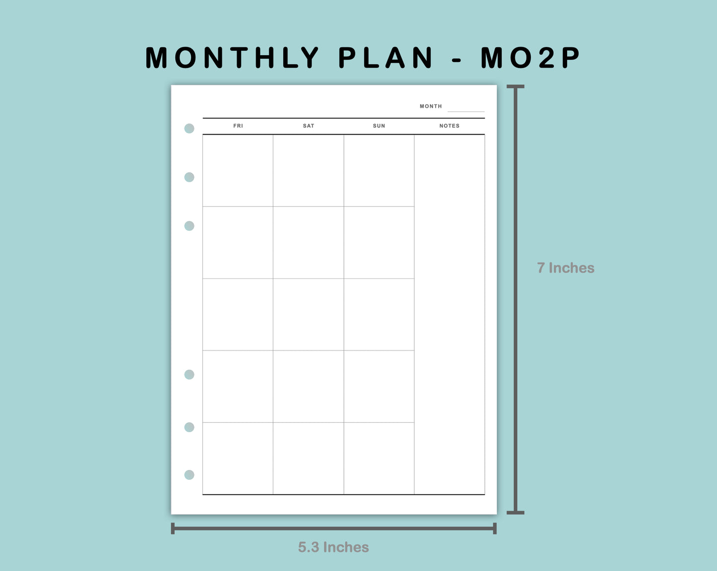 B6 Wide Inserts - Monthly Plan - MO2P