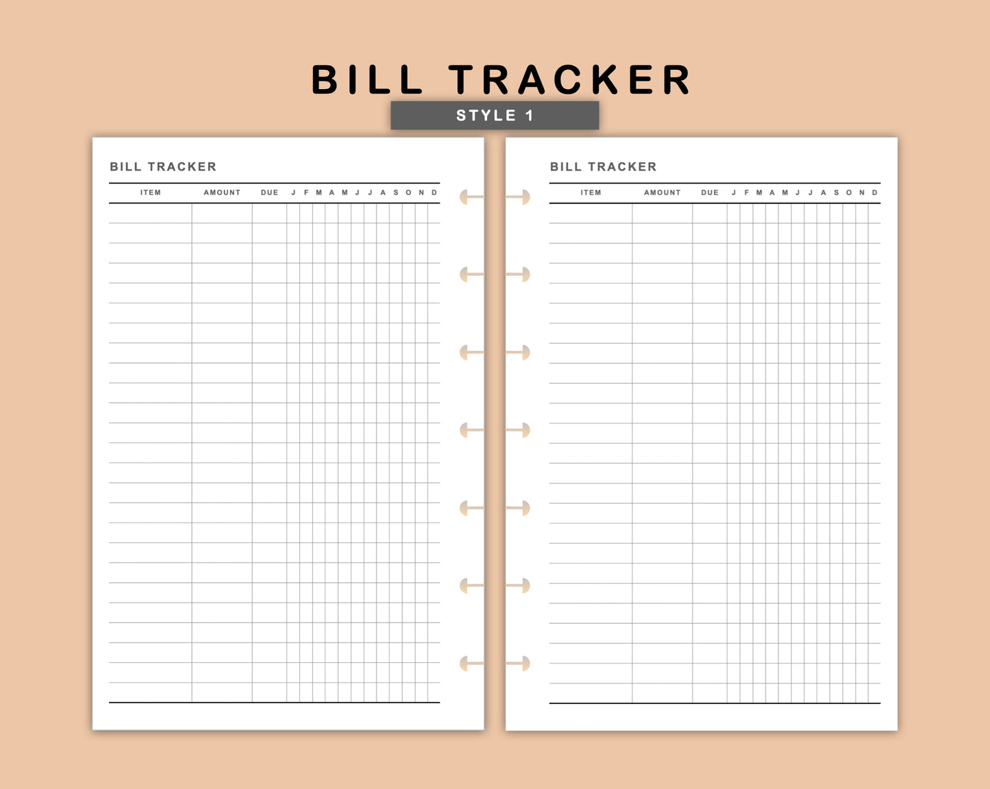 Mini Happy Planner Inserts - Bill Tracker