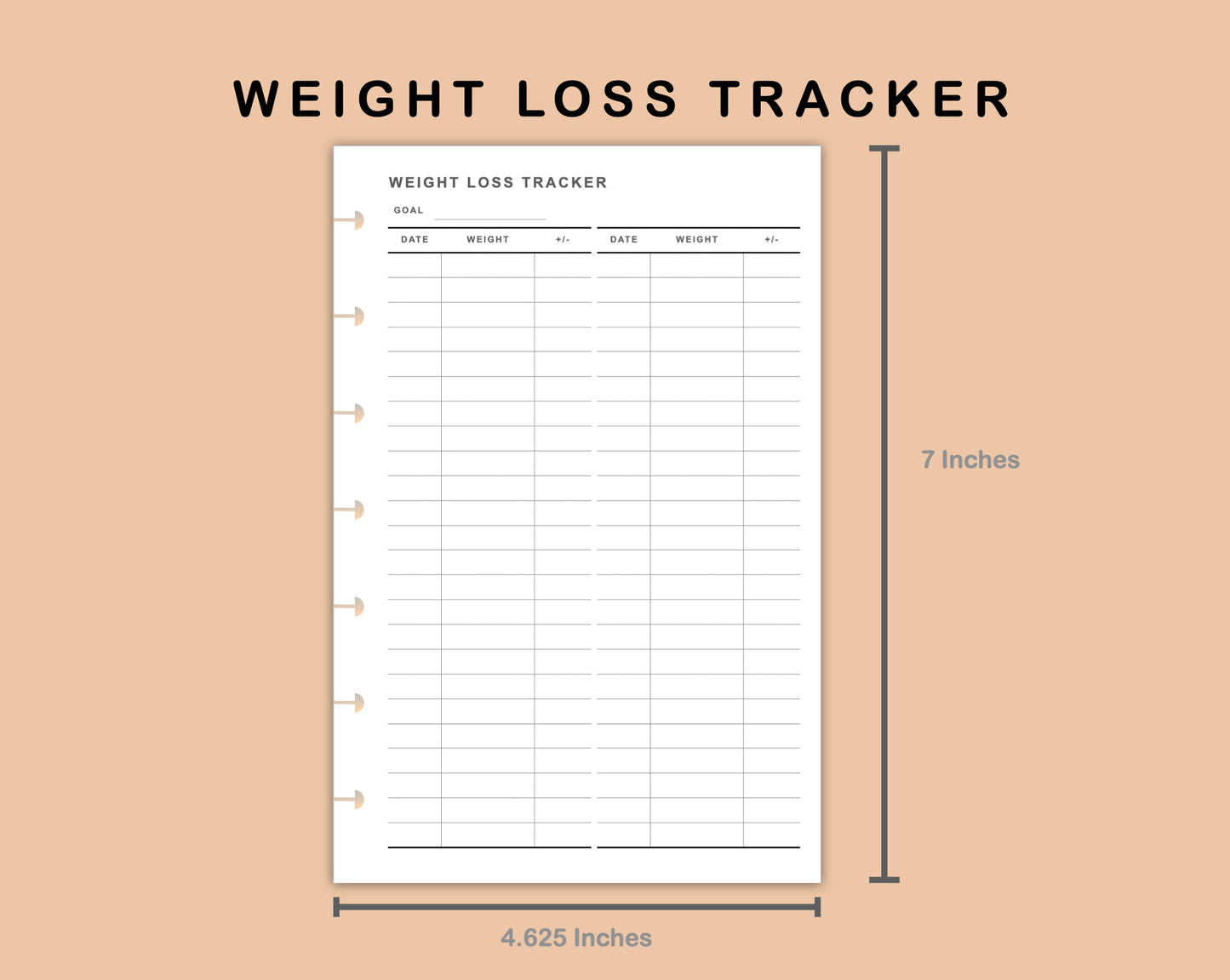 Mini Happy Planner Inserts - Weight Loss Tracker