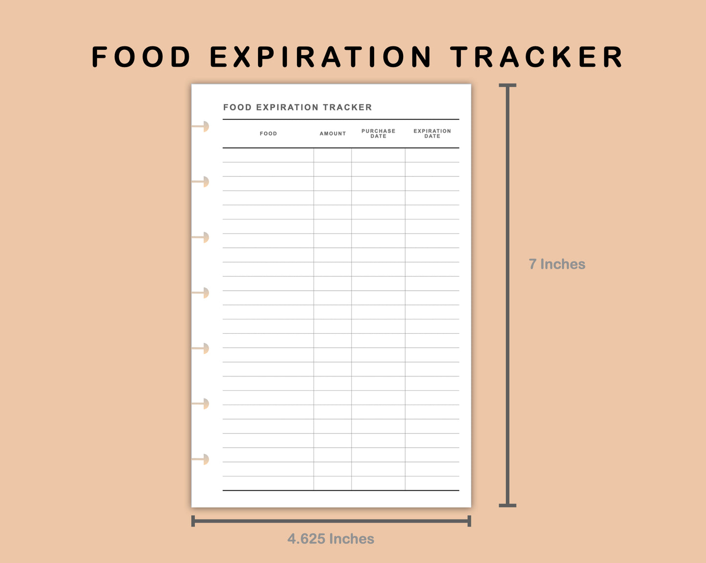 Mini Happy Planner Inserts - Food Expiration Tracker