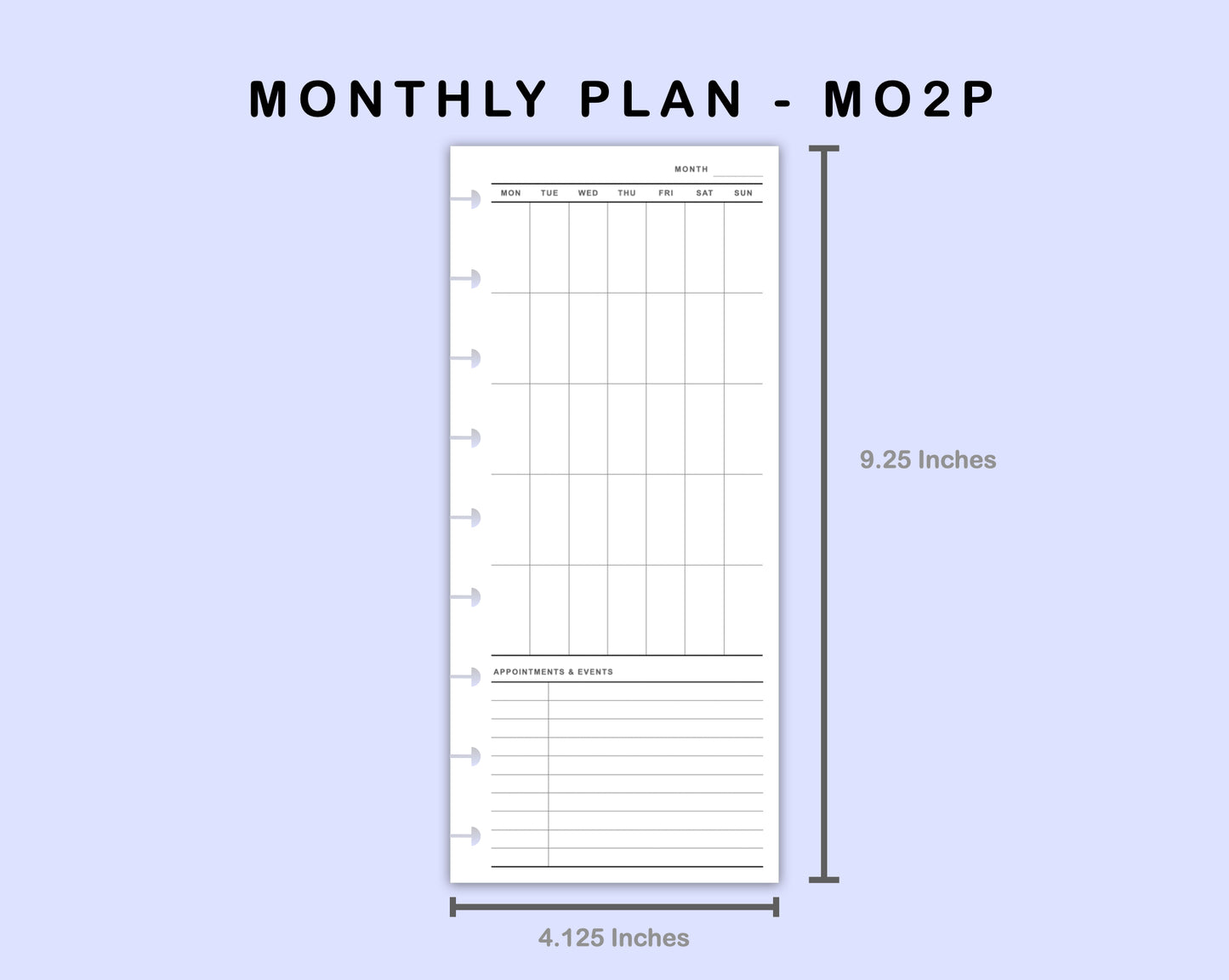 Skinny Classic HP Inserts - Monthly Plan - MO2P - with Habit Tracker